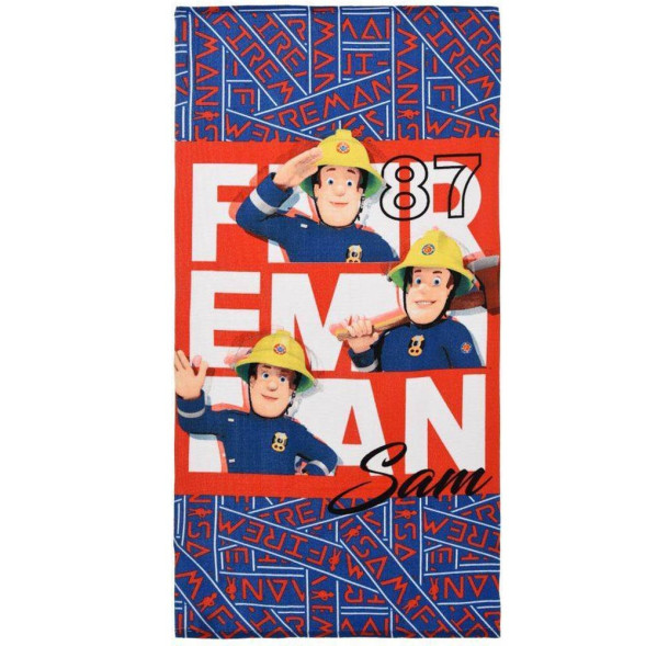 Serviette De Plage / Bain Enfant Sam Le Pompier (Fireman Sam) - 70 X 140 Cm En Coton - Serviette Cape Super-Héros