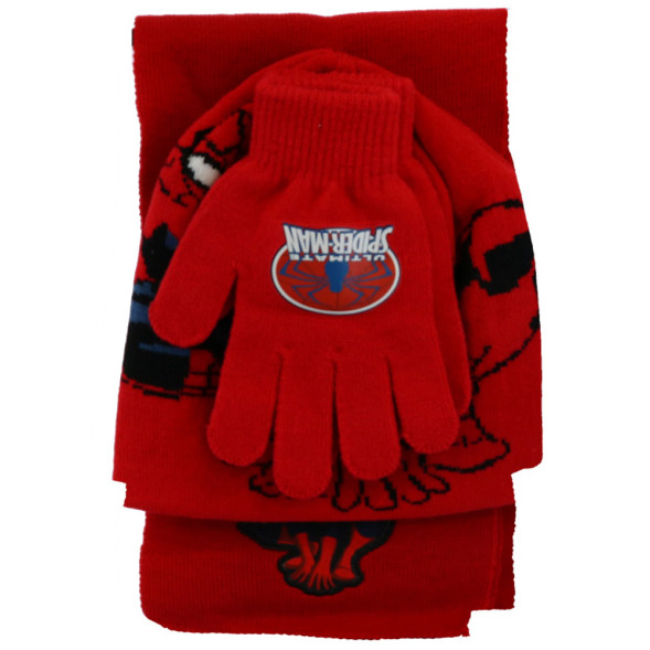 Ensemble Bonnet + gants + écharpe Spiderman