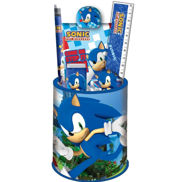 Set scolaire pot à crayons Sonic