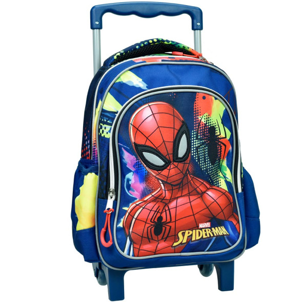 Sac à dos à roulettes Spiderman Marvel Bleu 30 CM Trolley Maternelle