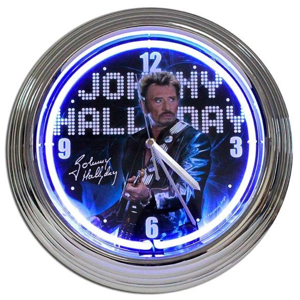 Horloge Johnny Hallyday Néon Bleu 38 CM