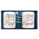 Juego de tazas dúo "Super Abuelo y Súper Abuela"