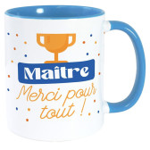 Mug bleu " Merci Maître "