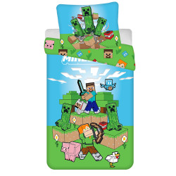 Set copripiumino reversibile Minecraft in cotone 140x200 cm con federa