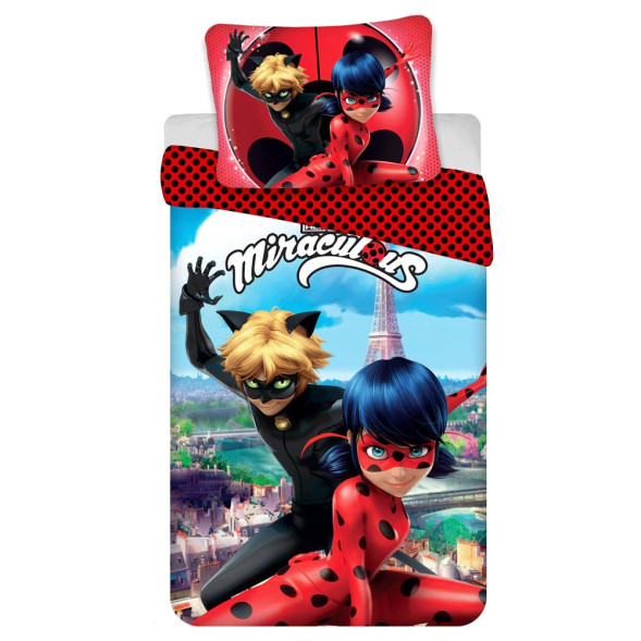 Bettbezug Ladybug Miraculous Girl 140x200 cm und Kissenbezug