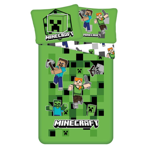 Minecraft Emblematische dekbedovertrekset 140x200 cm met kussensloop