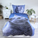 Parure housse de couette coton Chat 140x200 cm et Taie d'oreiller