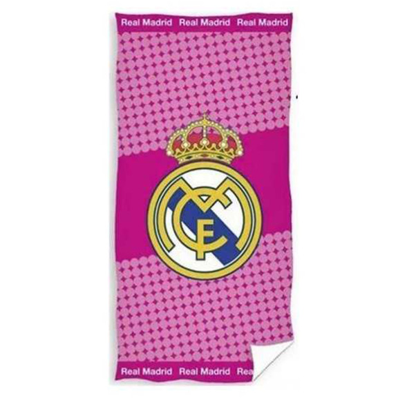 Serviette drap de bain Real Madrid Rose 140x70 cm en coton