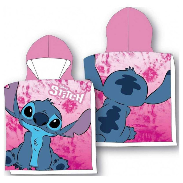 Stitch Disney Badeponcho mit Kapuze 55x110 cm aus Baumwolle