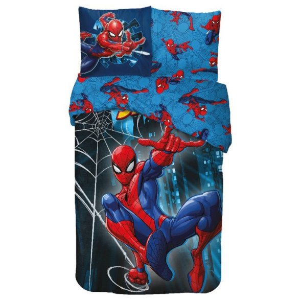 Set copripiumino in tela Spiderman 140x200cm con federa