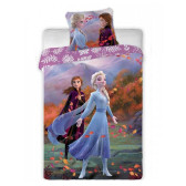 Parure housse de couette Reine des neiges Feuilles Frozen 140x200 cm et Taie d'oreiller