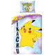 Parure housse de couette coton Pokemon Pikachu 140x200 cm et Taie d'oreiller