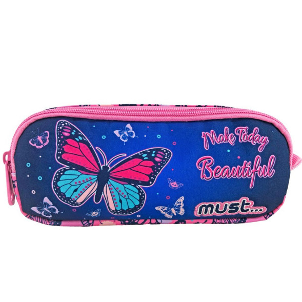 Trousse rectangulaire Make Today Beautiful Papillons Must 21 CM - 2 Cpt