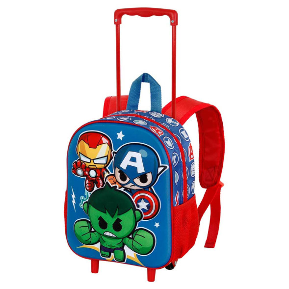 Avengers Mini Heroes 3D Wheeled Backpack 34CM Kindergarten Trolley