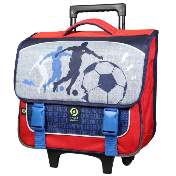 Cartable à roulettes Ligue 1 Football Gris 38 CM Haut de Gamme