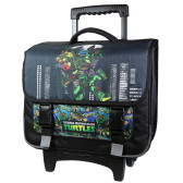 Cartable à roulettes Tortue Ninja Noir 38 CM Haut de Gamme