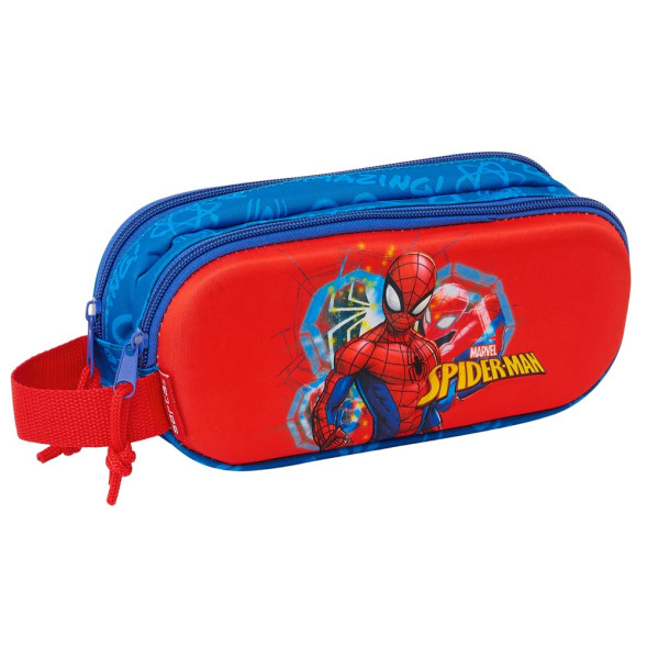 Trousse Spiderman Bleue et rouge 3D 21 CM - 2 cpt