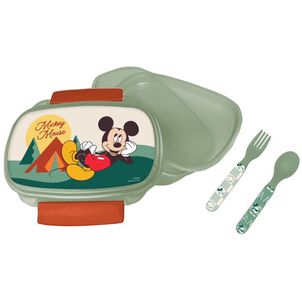 Boîte goûter Mickey Mouse avec Couverts - Haut de gamme