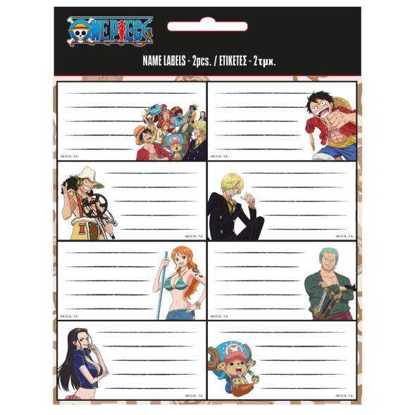 Etiquettes scolaires One Piece - Lot de 16