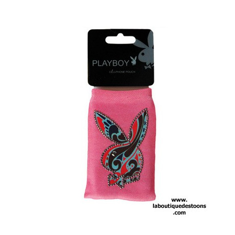 Housse chaussette strass Playboy rose