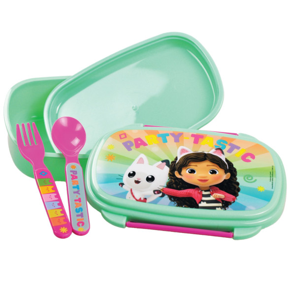 Gabby y la Casa Mágica Caja de Bocadillos con Cubiertos - Premium