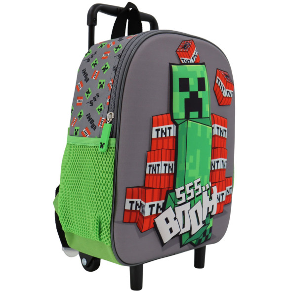 Minecraft Creeper TNT 3D Rucksack auf Rädern 36 CM Kindergarten