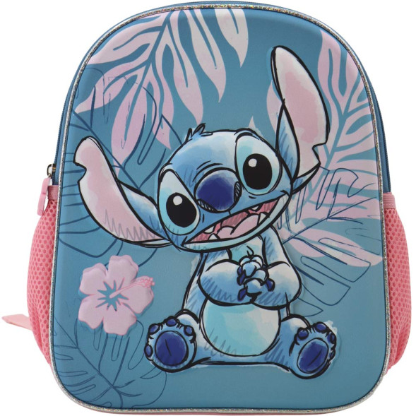 Stitch Hawaii Mochila Jardín de Infantes Azul 32 CM