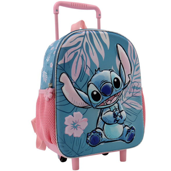 Sac à dos à roulettes Stitch Hawai Bleu 3D 36 CM Maternelle