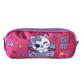 Rechteckiges Federmäppchen Chaton Team Love Must 21 CM - 2 Fächer