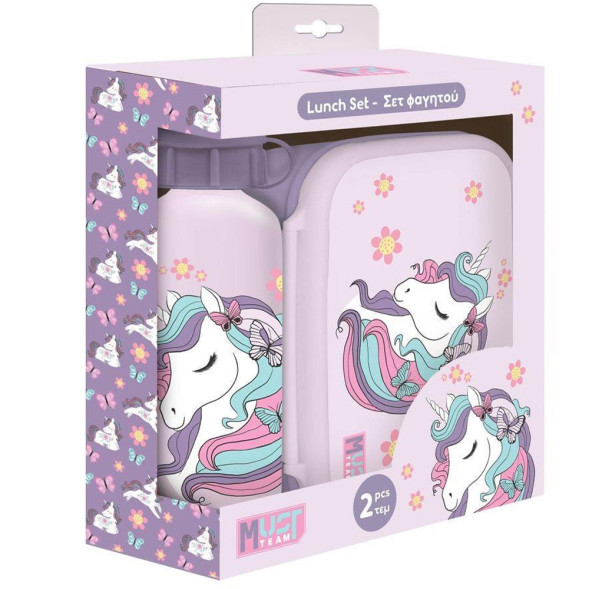 Boite goûter Licorne et gourde aluminium