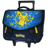 Pokemon Pikachu Blauwe Boekentas op Wielen 41 CM - 2 cpt