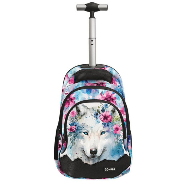 Sac à dos à roulettes Loup Floral 44 CM - 2 cpt