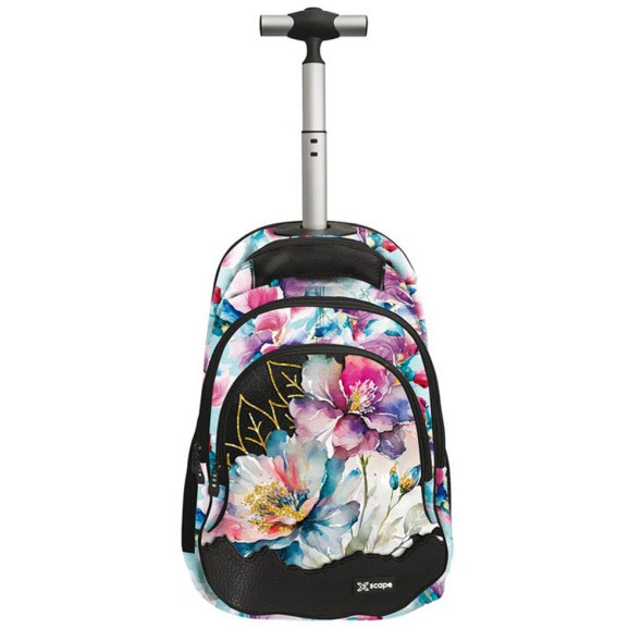 Sac à dos à roulettes Fleur Aquarelle 44 CM - 2 cpt