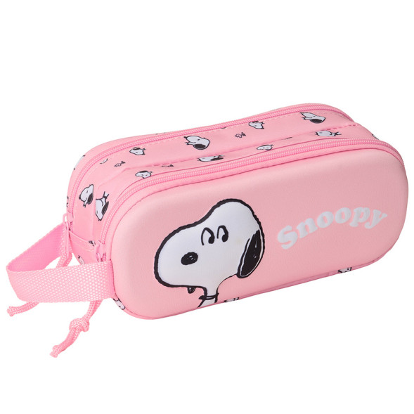 Rosa 3D Snoopy Federmäppchen 21 CM - 2 Fächer