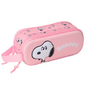 Rosa 3D Snoopy Federmäppchen 21 CM - 2 Fächer