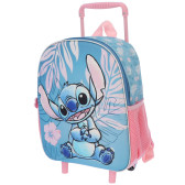 Mochila con ruedas Stitch Hawai Azul 3D 36 CM Preescolar