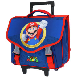 Cartable à roulettes Super Mario Bros Bleu 41 CM - 2 Cpt