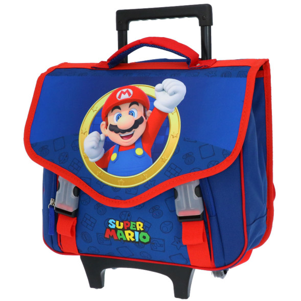 Super Mario Bros Cartella con ruote blu 41 cm - 2 cpt