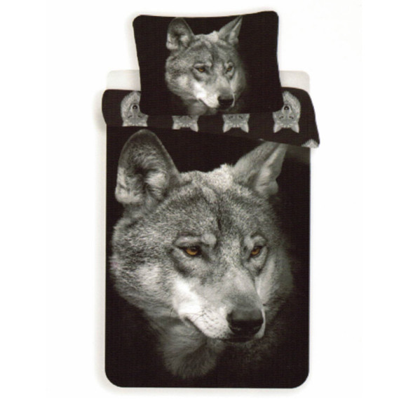 Black Wolf Duvet Cover Set 140x200 cm - Cotton