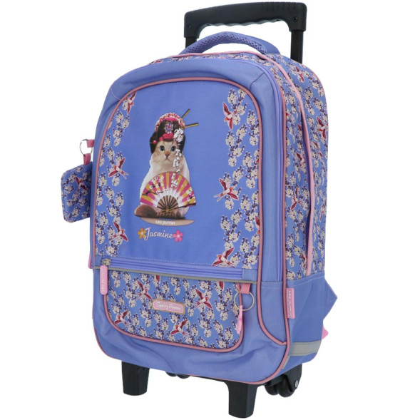 Rugzak met wieltjes Téo Jasmin Flowers 43 CM - Hoogwaardige boekentas
