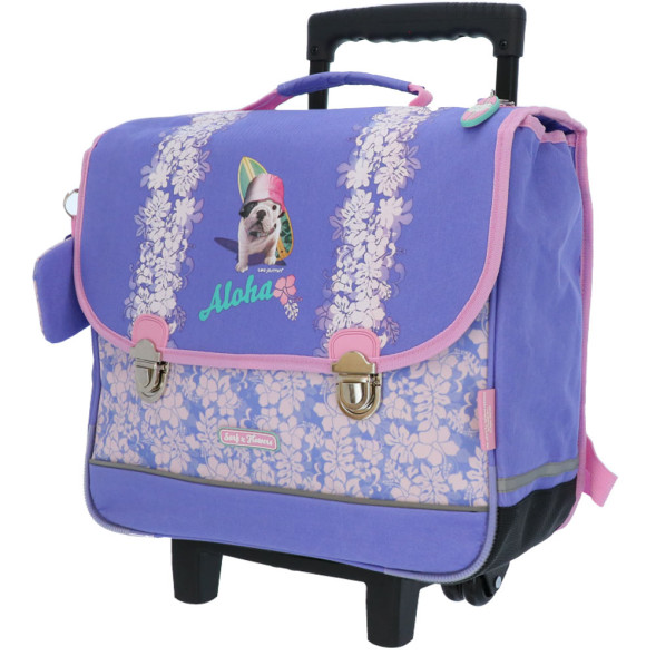 Cartable à Roulettes Téo Jasmin Bulldog Aloha 38 CM - Haut de gamme