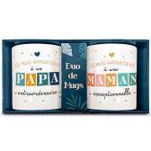 Duo geschenkset Mokken "Papa Mama" Glitters