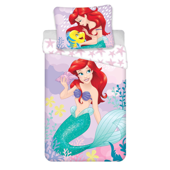 Ariel Mermaid Star reversible cotton duvet cover set 140x200 cm and pillowcase