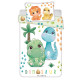Juego de funda nórdica de algodón Pequeño Dinosaure 100x135 cm y funda de almohada.
