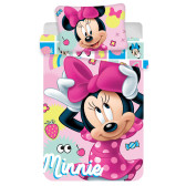 Parure housse de couette coton Minnie Mouse 100x135 cm et Taie d'oreiller