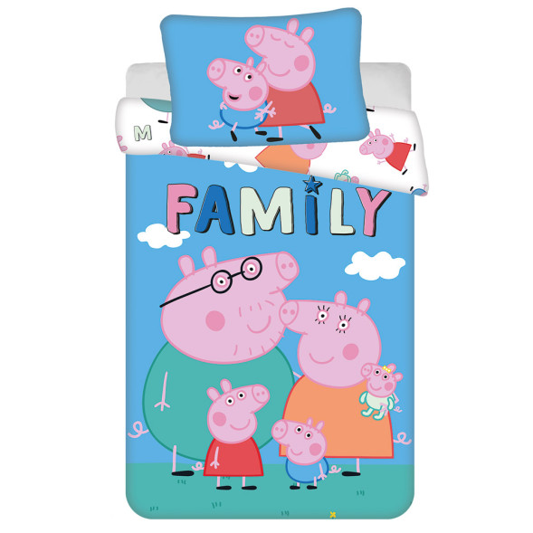 Set copripiumino in cotone Famiglia Peppa Pig 100x135 cm e federa
