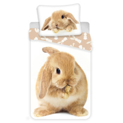 Bettwäsche-Set Baumwolle Braun Hase 140x200 cm und Kissenbezug