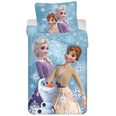 Parure housse de couette coton Reine des Neiges 140x200 cm et Taie d'oreiller