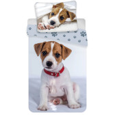 Katoenen dekbedovertrekset Puppy 140x200 cm en kussensloop