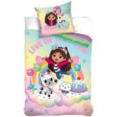 Juego de funda nórdica Gabby y la casa mágica 140x200 cm con funda de almohada